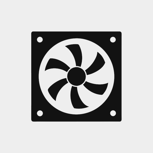 Componentes de hardware de computadora Partes y dispositivos con diseño de estilo vectorial de ventilador de refrigeración de computadora