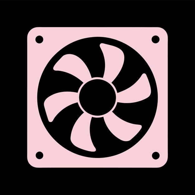 Componentes de hardware de computadora Partes y dispositivos con diseño de estilo vectorial de ventilador de refrigeración de computadora