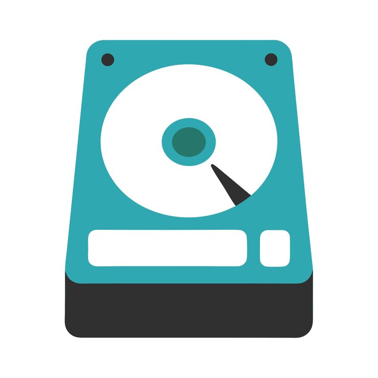 Vector componentes de hardware de computadora partes y dispositivos con dispositivos de almacenamiento diseño de estilo vectorial