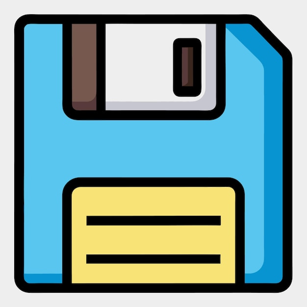 Componentes de hardware de computadora Partes y dispositivos con ilustración de estilo vectorial de disquete