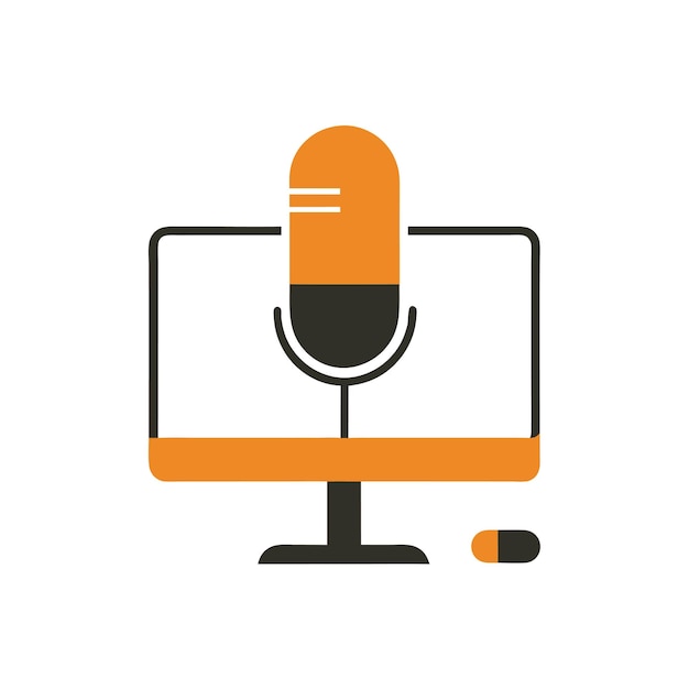 Componentes de hardware de computadora Partes y dispositivos con ilustración de estilo vectorial de micrófono