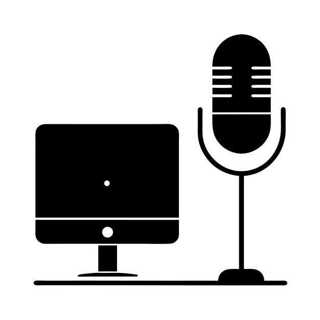 Componentes de hardware de computadora Partes y dispositivos con ilustración de estilo vectorial de micrófono