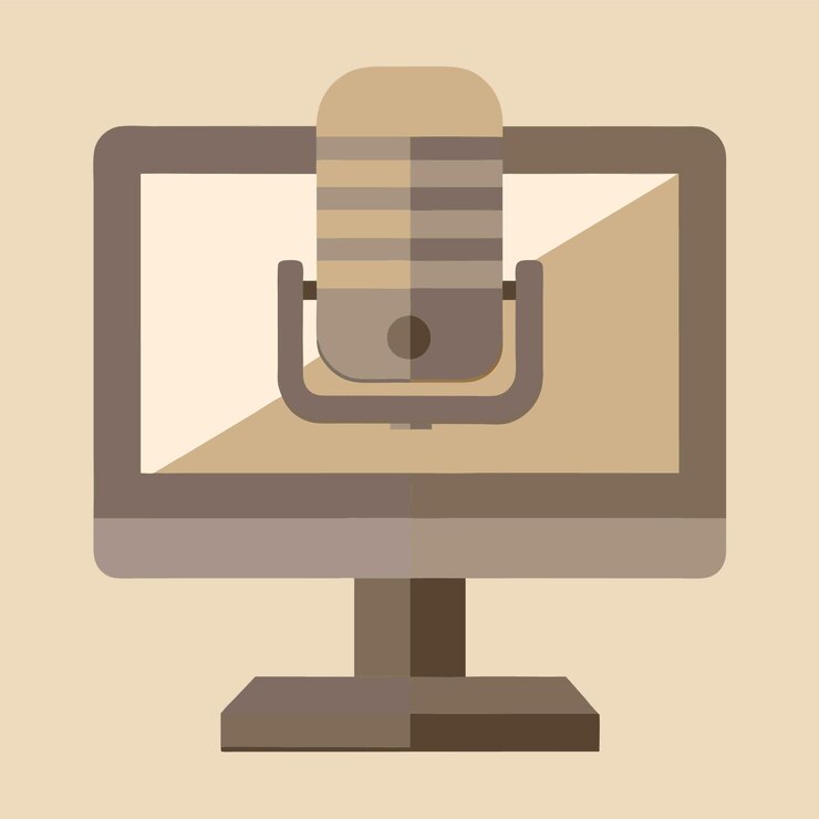 Vector componentes de hardware de computadora partes y dispositivos con ilustración de estilo vectorial de micrófono