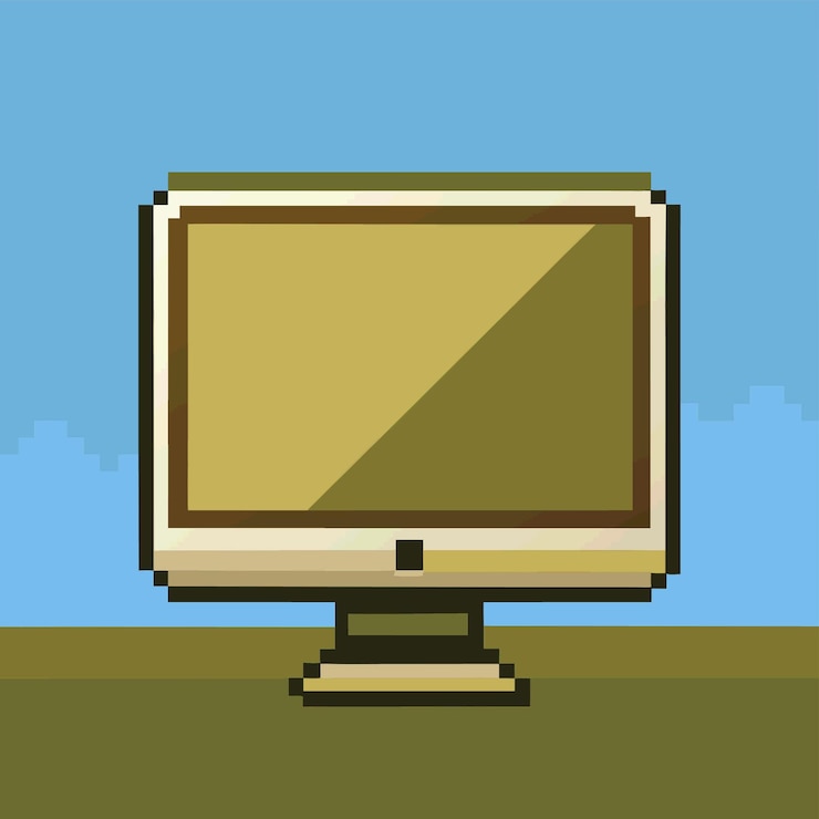 Vector componentes de hardware de computadora partes y dispositivos con ilustración de estilo vectorial del monitor