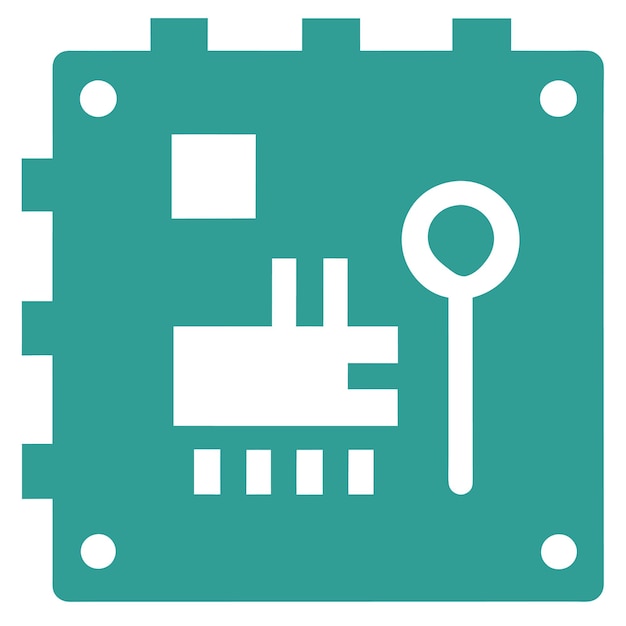 Componentes de hardware de computadora Partes y dispositivos con ilustración de estilo vectorial de la placa base