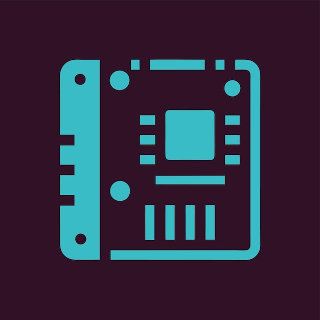 Componentes de hardware de computadora Partes y dispositivos con ilustración de estilo vectorial de la placa base
