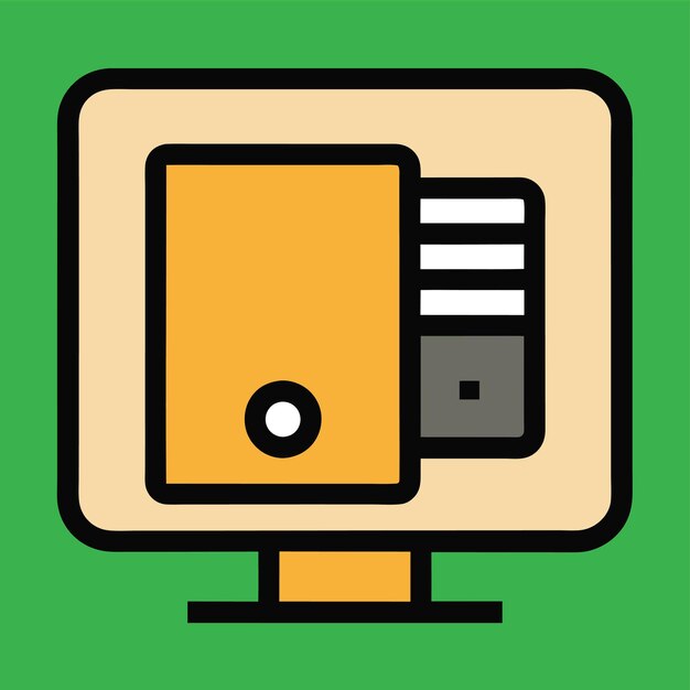 Componentes de hardware de computadora Partes y dispositivos con unidad central de procesamiento Estilo vectorial de CPU