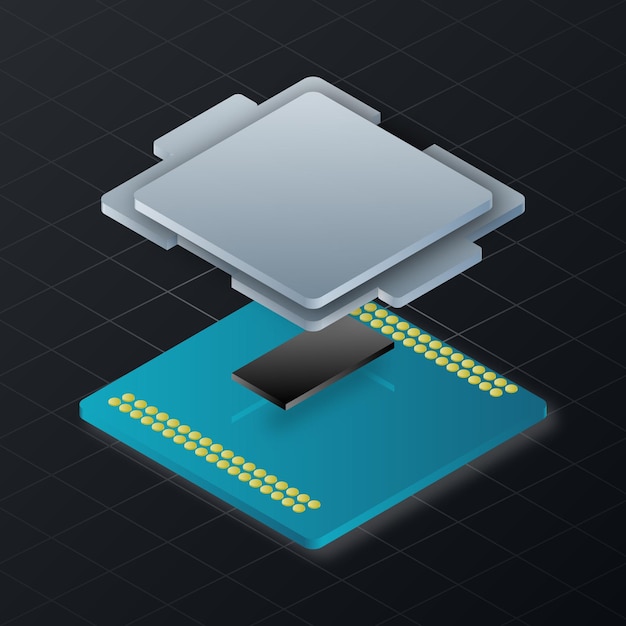 componentes de hardware de computadoras de procesador vectorial isométrico