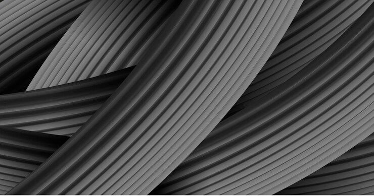Vector composición 3d abstracta de rayas de volumen que crean una conexión de textura de hilos o cables mono