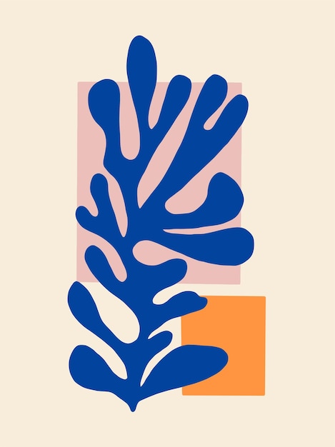 Composición abstracta con forma azul y formas geométricas