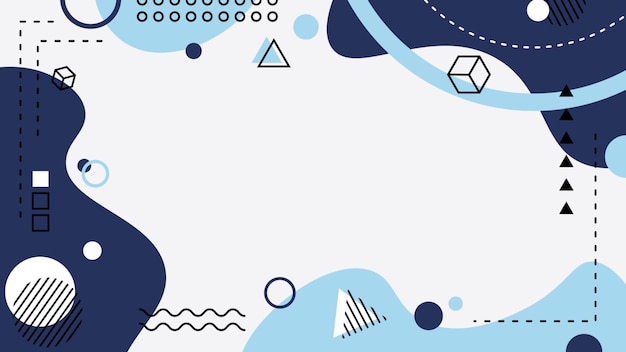 Composición abstracta con formas geométricas y formas fluidas