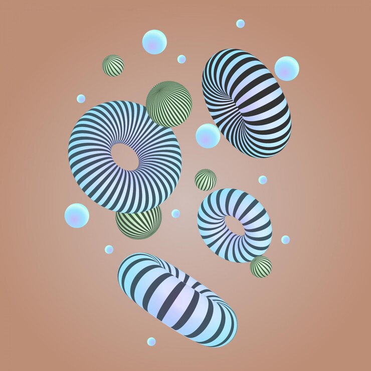 Vector composición abstracta con formas geométricas primitivas 3d. plantilla de diseño de póster moderno
