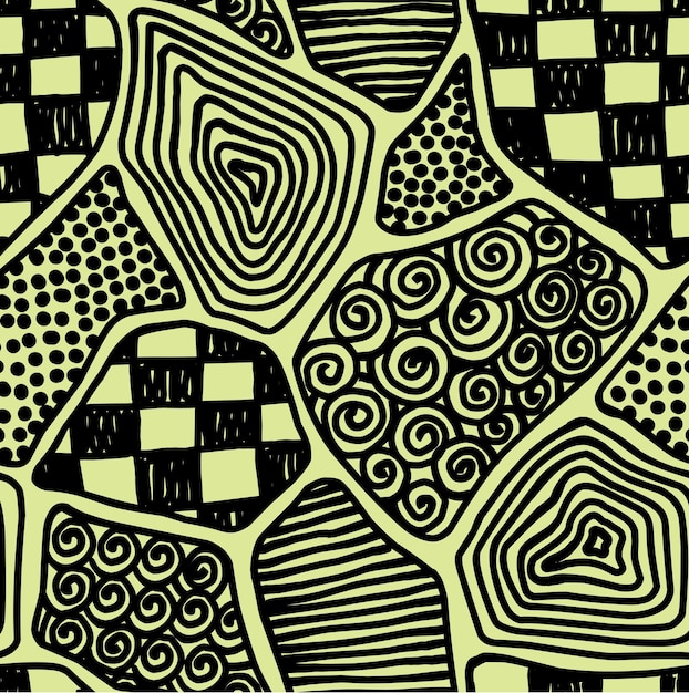 Composición abstracta de formas y texturas garabateadas