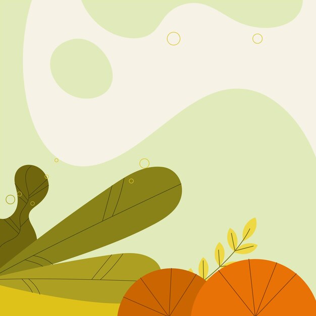 Composición abstracta con plantas verdes y naranjas