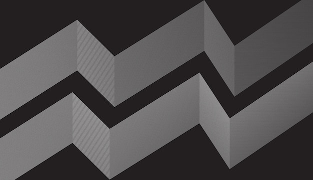 Composición abstracta en zigzag 3D en tonos de gris