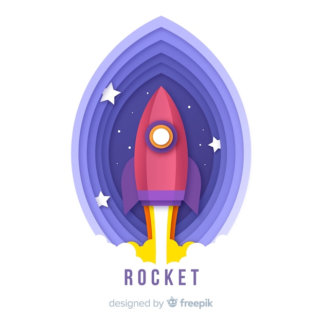 Composicion adorable de cohete espacial con estilo de origami