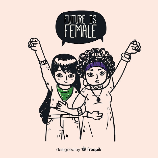 Vector composición adorable de feminismo