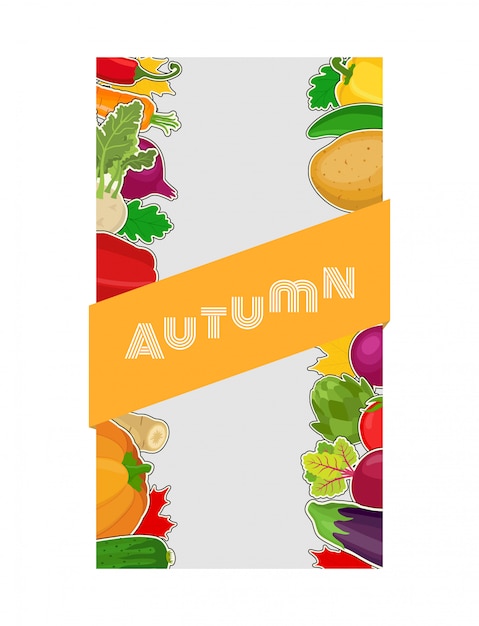 Vector composición de los alimentos vegetales, otoño