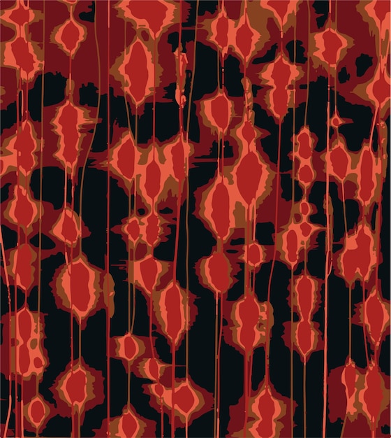 Composición artística abstracta en rojo y negro con formas orgánicas