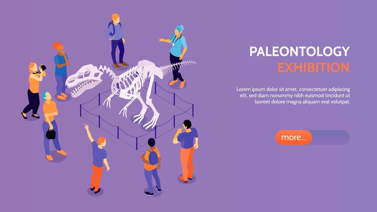 Vector composición de banner web horizontal de excursión de guía isométrica con texto editable de botón deslizante y caracteres humanos de los visitantes