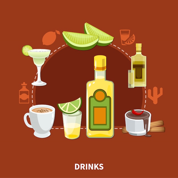 Vector composición de bebidas mexicanas