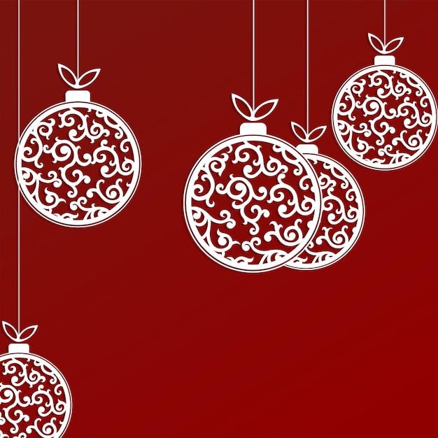 Composición de bolas de navidad blancas en estilo retro con lazos