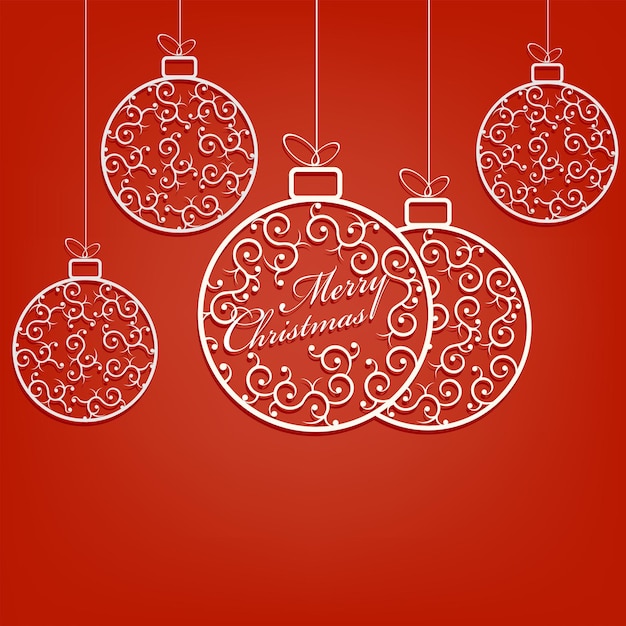 Composición de bolas de navidad blancas en estilo retro con texto