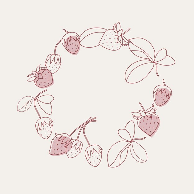 Vector composición de círculo de ilustración vectorial con fresas fondo de moda con fresas