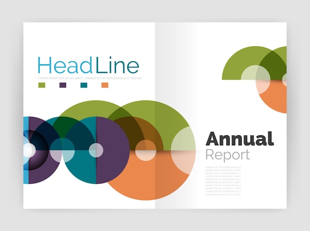 Composición de círculo transparente en folleto de informe anual de negocios