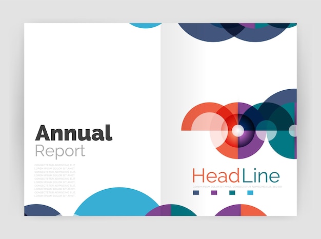 Composición de círculo transparente en folleto de informe anual de negocios