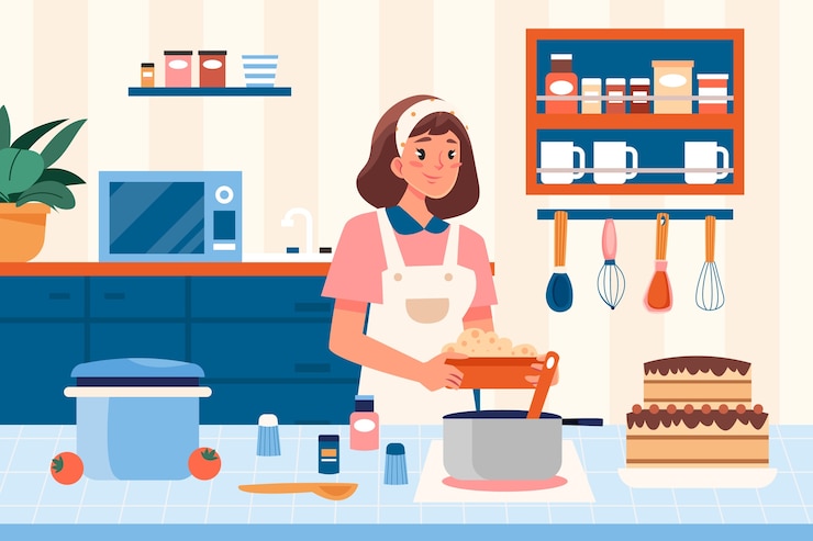 Vector composición de cocina y panadería dibujada a mano