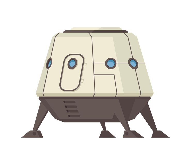 Vector composición de colonización de marte con imagen aislada de ilustración de vector de módulo de aterrizaje de nave espacial