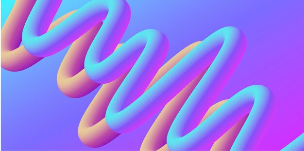 Vector composición colorida 3d abstracta con formas de tubo liso que forman gradiente de formas curvas