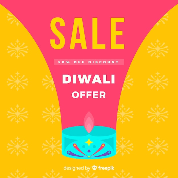 Vector composición colorida de rebajas de diwali con diseño plano