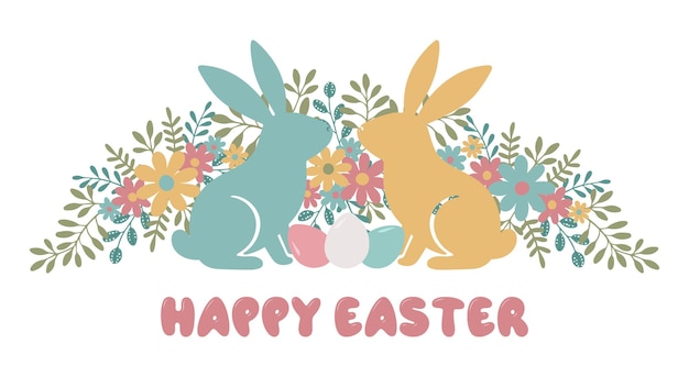 Composición Conejo de Pascua y huevos