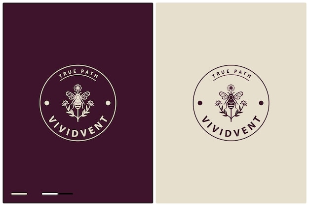 Composición creativa de la abeja de miel Estilo clásico del logotipo