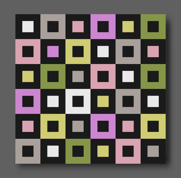 Composición de cuadrados negros y de colores Una idea para fondos texturas textiles embalaje diseño de interiores e ideas creativas