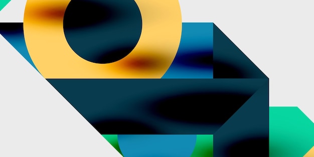 Composición detallada de círculos, semicírculos y triángulos con efectos brillantes y gradientes suaves Un diseño vectorial elegante y moderno para proyectos creativos e inspirados en la tecnología