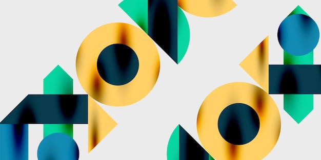 Composición detallada de círculos, semicírculos y triángulos con efectos brillantes y gradientes suaves Un diseño vectorial elegante y moderno para proyectos creativos e inspirados en la tecnología