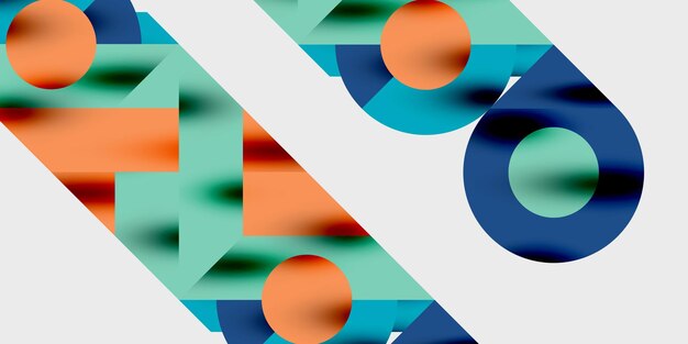 Composición detallada de círculos, semicírculos y triángulos con efectos brillantes y gradientes suaves Un diseño vectorial elegante y moderno para proyectos creativos e inspirados en la tecnología