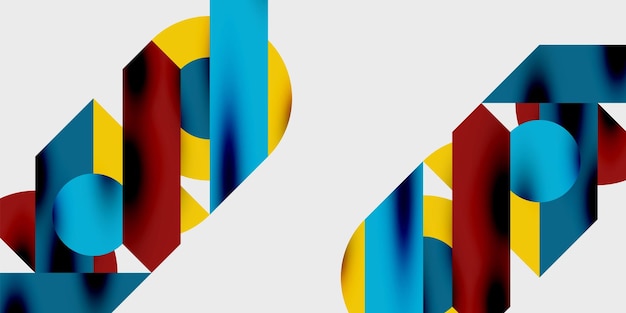 Composición detallada de círculos, semicírculos y triángulos con efectos brillantes y gradientes suaves Un diseño vectorial elegante y moderno para proyectos creativos e inspirados en la tecnología