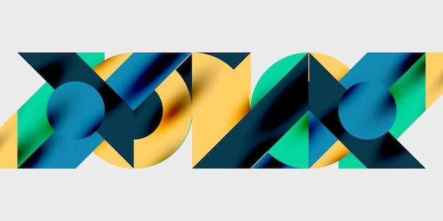 Composición detallada de círculos, semicírculos y triángulos con efectos brillantes y gradientes suaves Un diseño vectorial elegante y moderno para proyectos creativos e inspirados en la tecnología