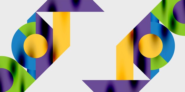 Composición detallada de círculos, semicírculos y triángulos con efectos brillantes y gradientes suaves Un diseño vectorial elegante y moderno para proyectos creativos e inspirados en la tecnología