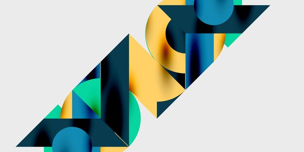 Composición detallada de círculos, semicírculos y triángulos con efectos brillantes y gradientes suaves Un diseño vectorial elegante y moderno para proyectos creativos e inspirados en la tecnología
