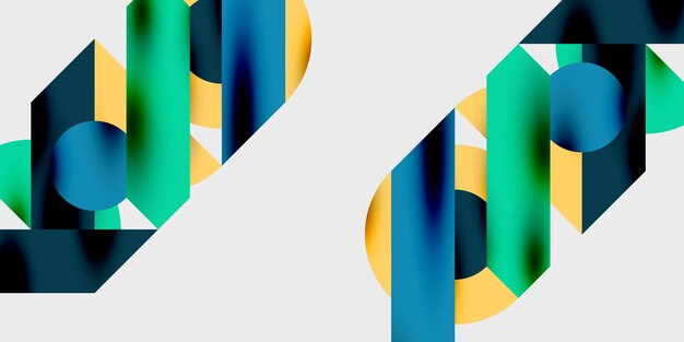 Composición detallada de círculos, semicírculos y triángulos con efectos brillantes y gradientes suaves Un diseño vectorial elegante y moderno para proyectos creativos e inspirados en la tecnología