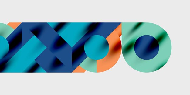 Composición detallada de círculos, semicírculos y triángulos con efectos brillantes y gradientes suaves Un diseño vectorial elegante y moderno para proyectos creativos e inspirados en la tecnología