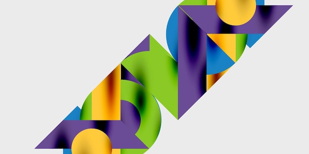 Composición detallada de círculos, semicírculos y triángulos con efectos brillantes y gradientes suaves Un diseño vectorial elegante y moderno para proyectos creativos e inspirados en la tecnología