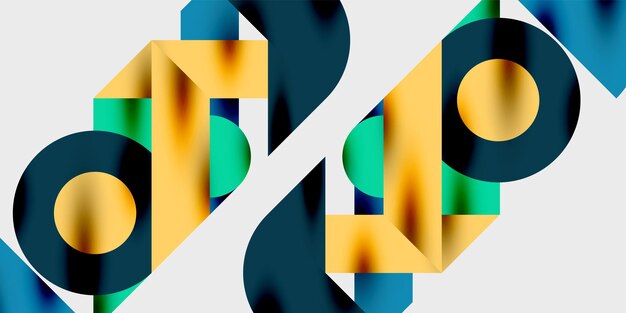 Composición detallada de círculos, semicírculos y triángulos con efectos brillantes y gradientes suaves Un diseño vectorial elegante y moderno para proyectos creativos e inspirados en la tecnología