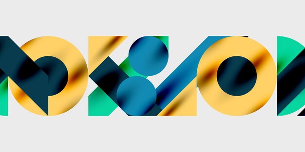 Composición detallada de círculos, semicírculos y triángulos con efectos brillantes y gradientes suaves Un diseño vectorial elegante y moderno para proyectos creativos e inspirados en la tecnología