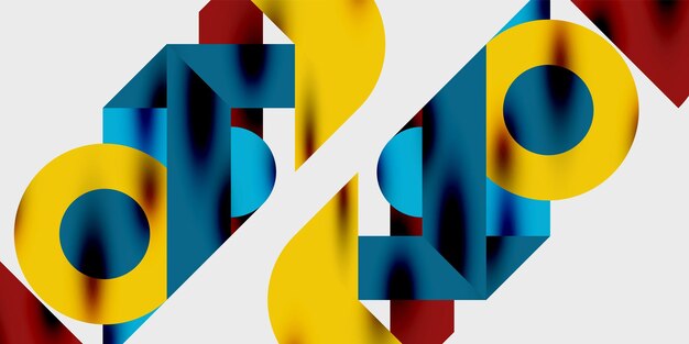 Composición detallada de círculos, semicírculos y triángulos con efectos brillantes y gradientes suaves Un diseño vectorial elegante y moderno para proyectos creativos e inspirados en la tecnología